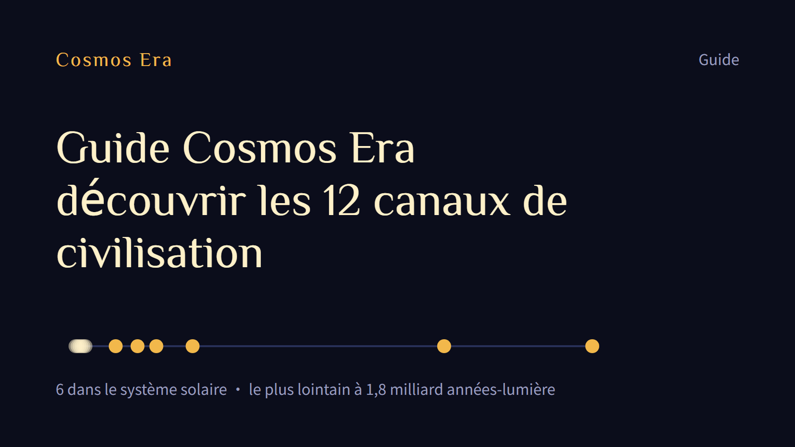 Guide Cosmos Era : découvrir les 12 canaux de civilisation Guide Cosmos Era : découvrir les 12 canaux de civilisation