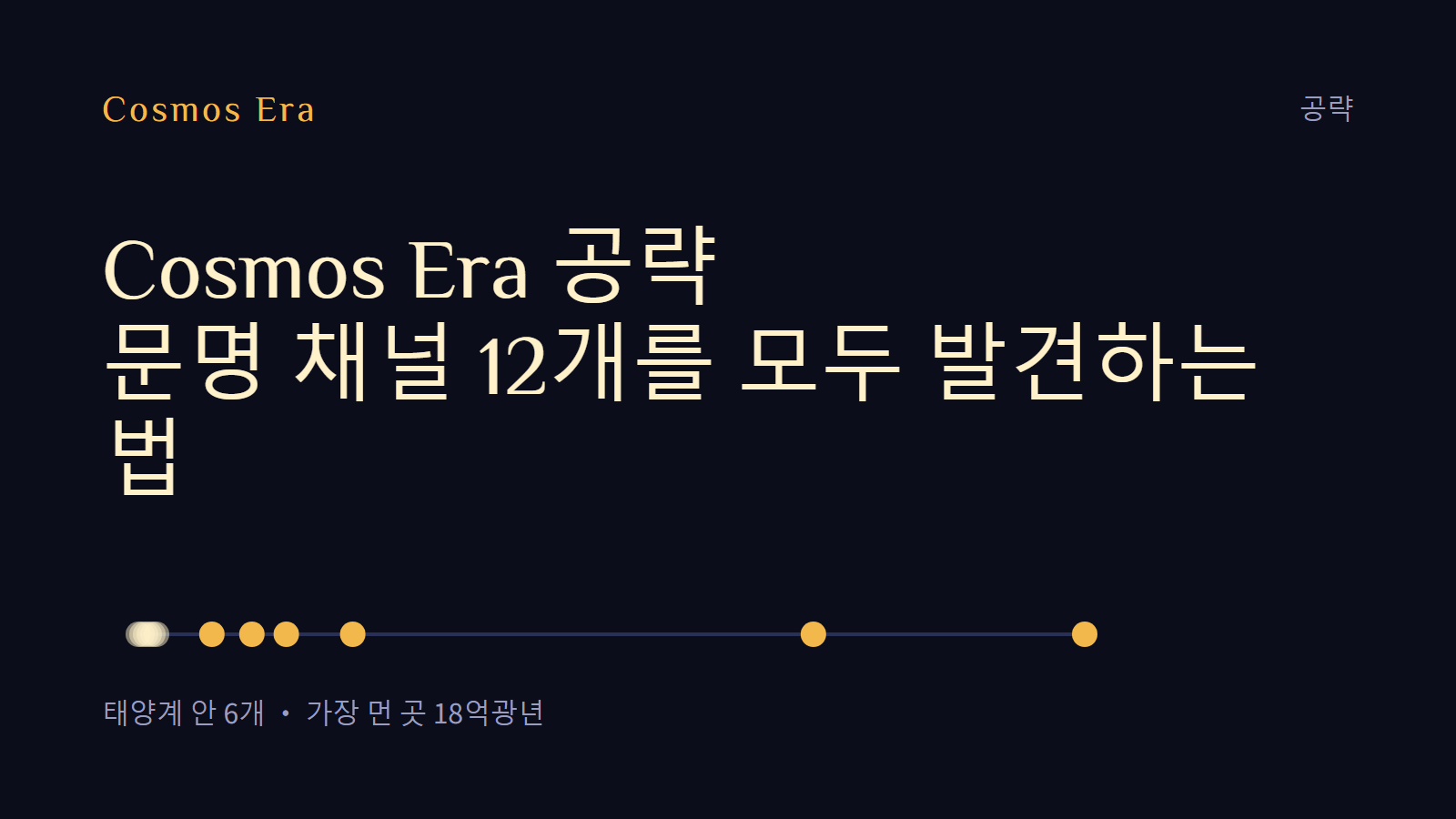Cosmos Era 공략: 문명 채널 12개를 모두 발견하는 법