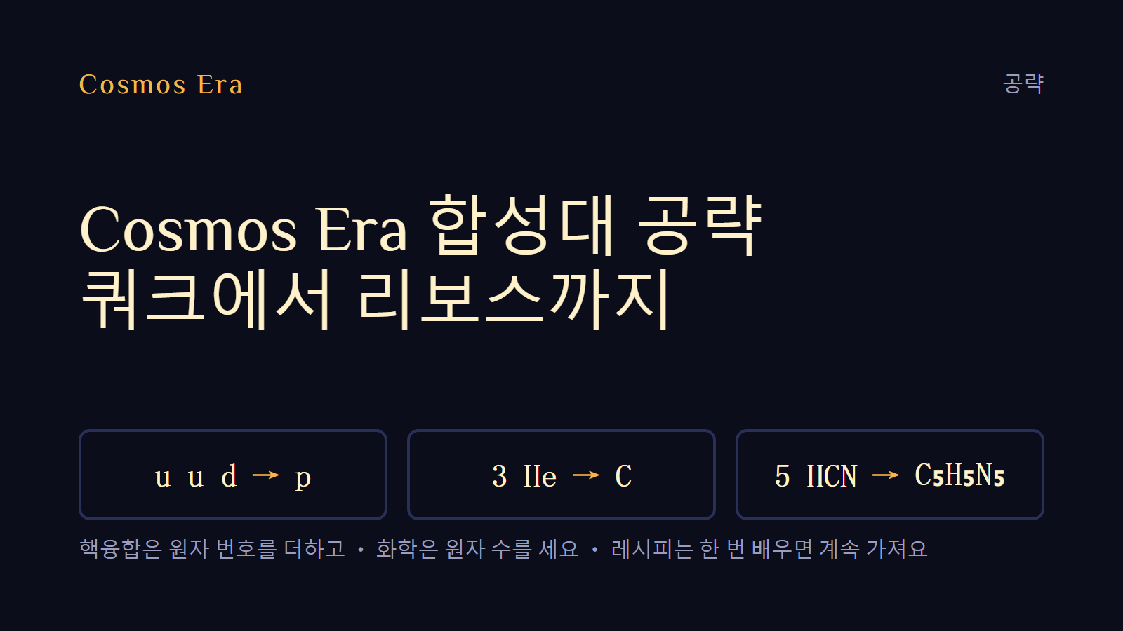 Cosmos Era 합성대 공략: 쿼크에서 리보스까지