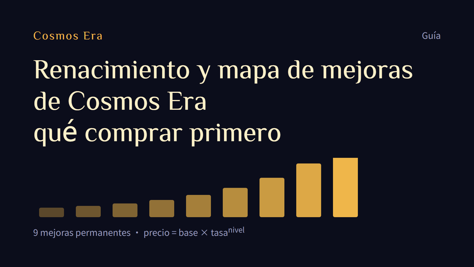 Renacimiento y mapa de mejoras de Cosmos Era: qué comprar primero Renacimiento y mapa de mejoras de Cosmos Era: qué comprar primero