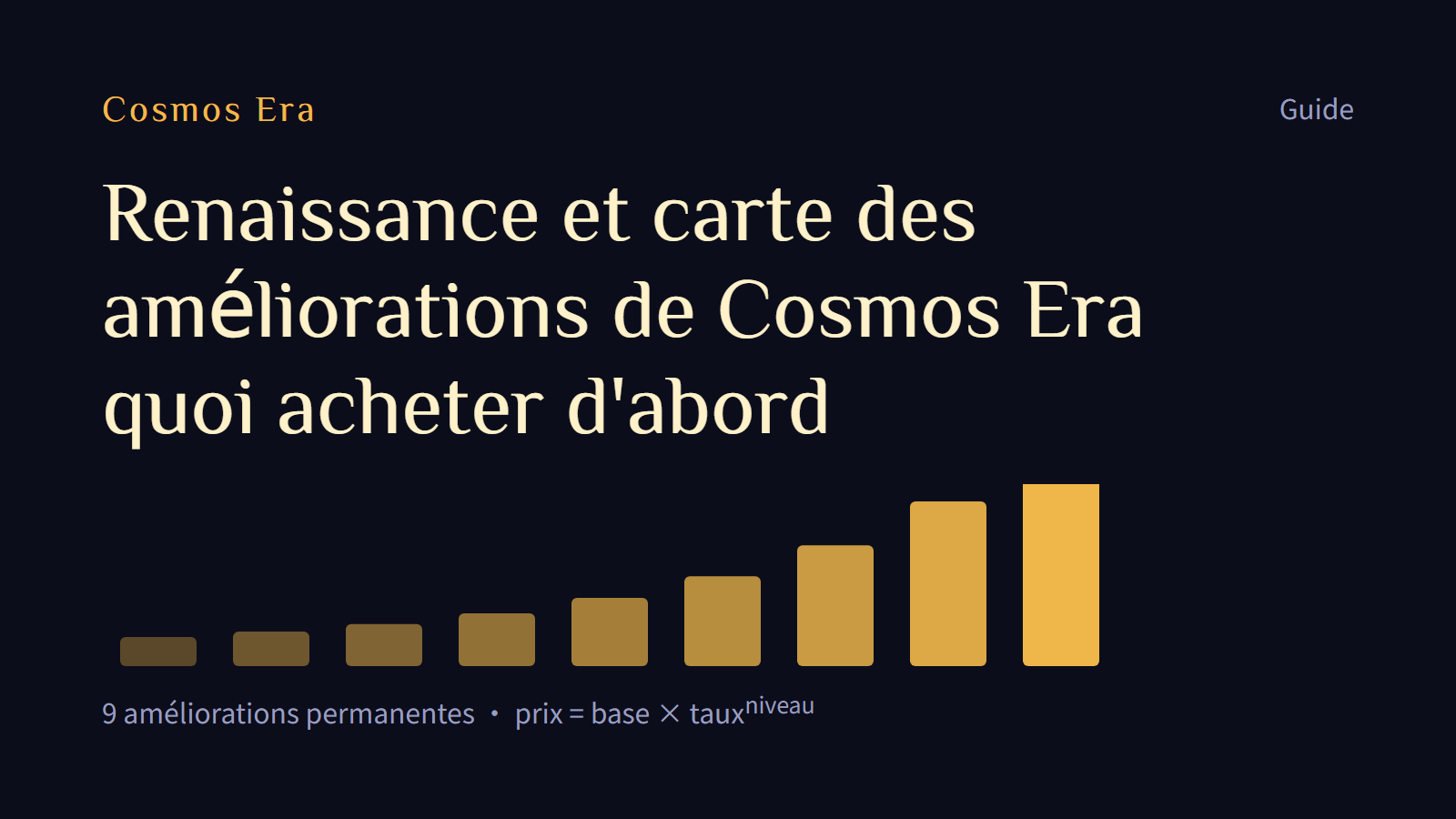 Renaissance et carte des améliorations de Cosmos Era : quoi acheter d'abord Renaissance et carte des améliorations de Cosmos Era : quoi acheter d'abord