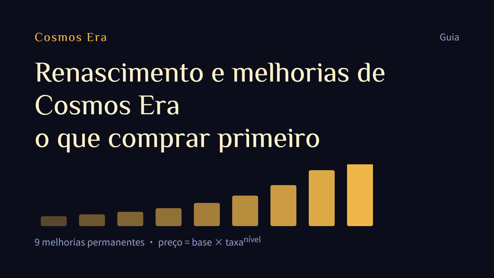 Renascimento e melhorias de Cosmos Era: o que comprar primeiro