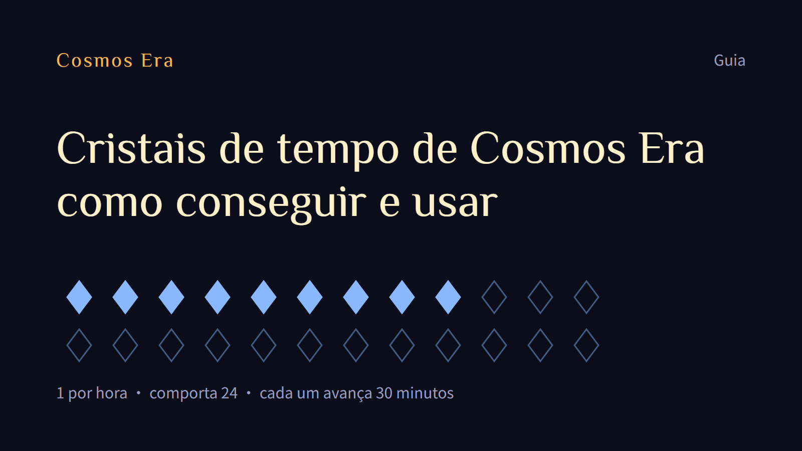 Cristais de tempo de Cosmos Era: como conseguir e usar