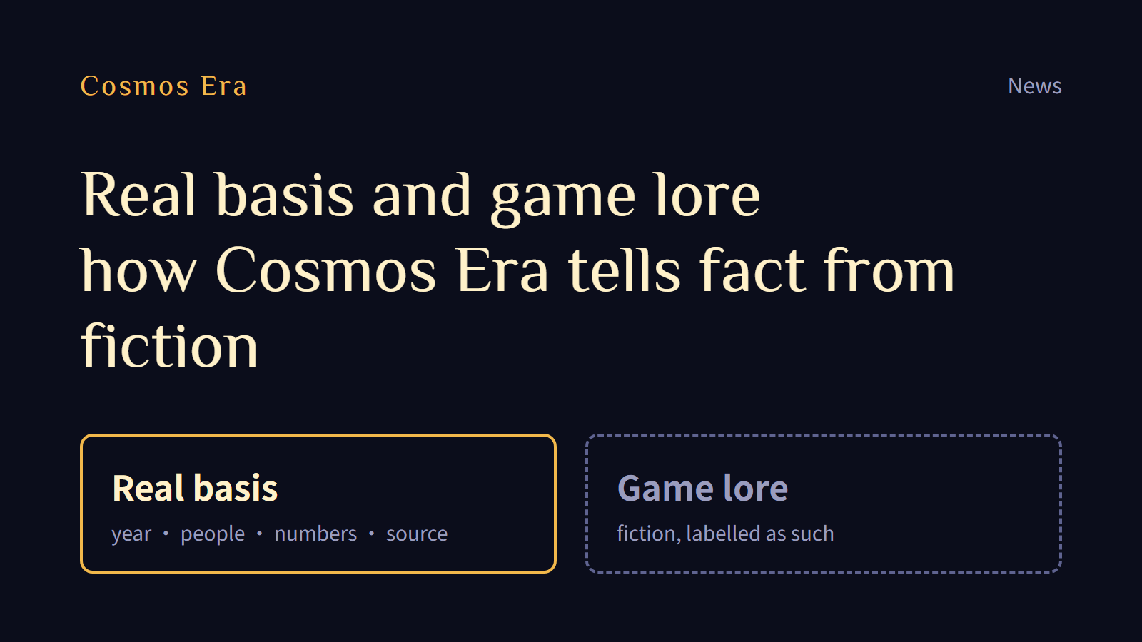 Real basis and game lore: how Cosmos Era tells fact from fiction