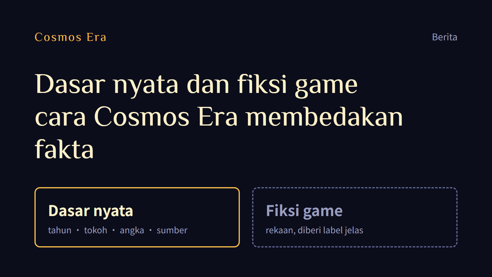 Dasar nyata dan fiksi game: cara Cosmos Era membedakan fakta Dasar nyata dan fiksi game: cara Cosmos Era membedakan fakta