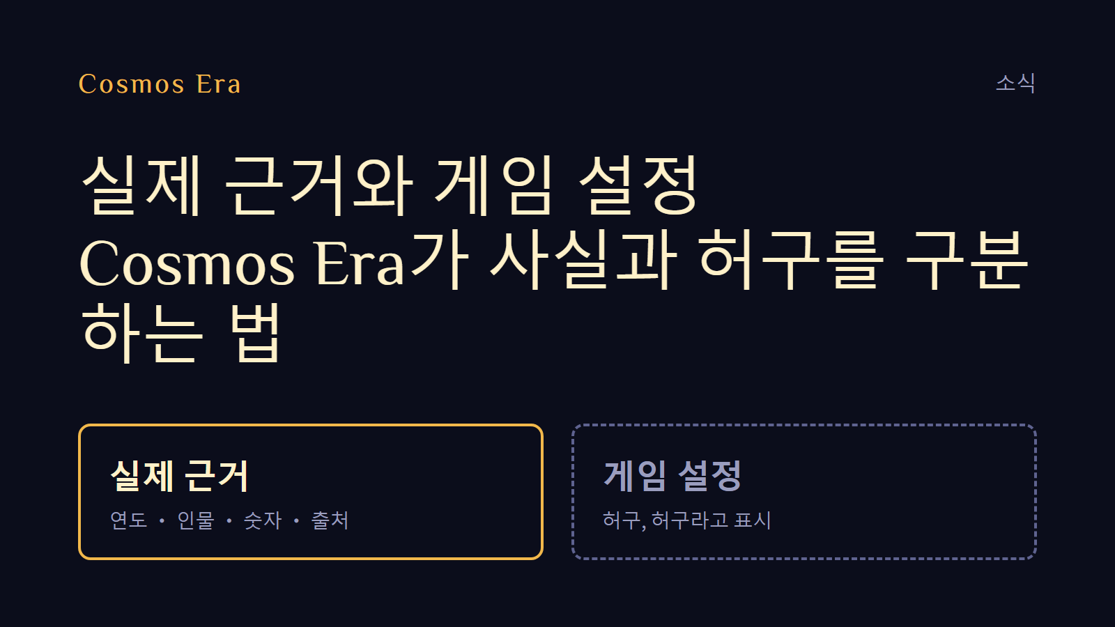실제 근거와 게임 설정: Cosmos Era가 사실과 허구를 구분하는 법